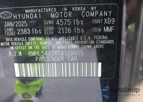 2025 Hyundai Sonata Hybrid Limited z USA, uszkodzony, nr VIN KMHL54JJXSA120605